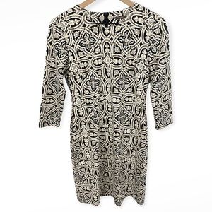 J McLaughlin Tan Black Medallion Stretchy Dress